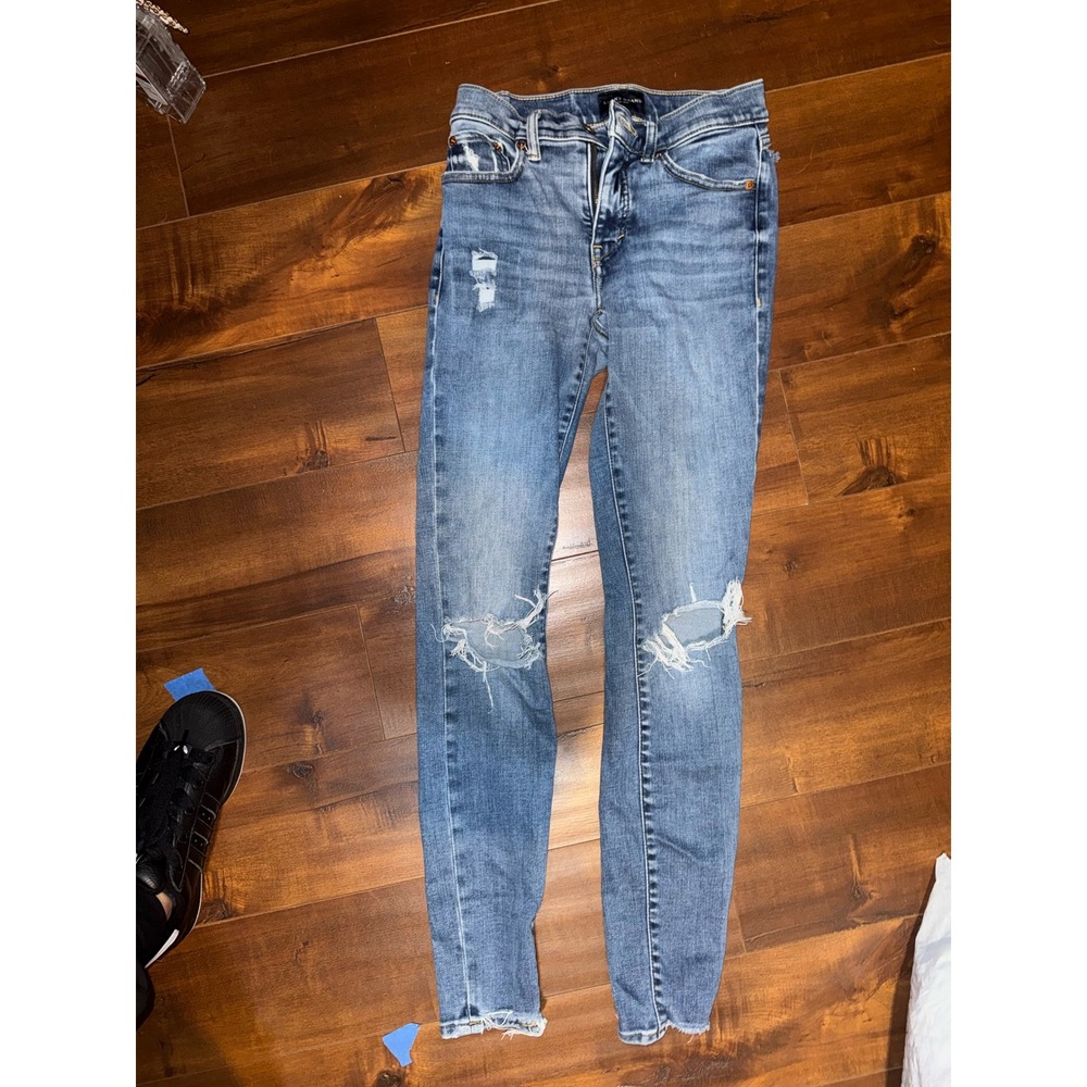 Lucky Brand Bridgette Skinny‎ Jeans Medium Wash Distressed Raw Hem 2/26L Womens